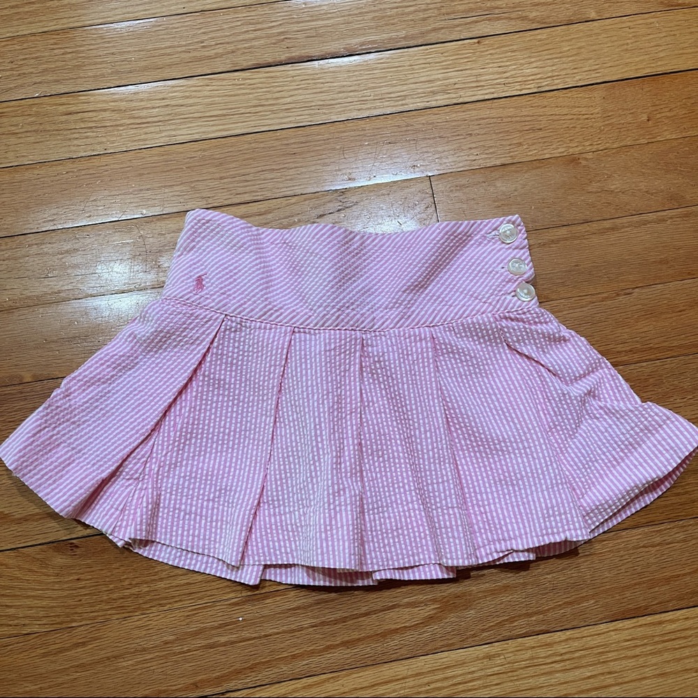 Ralph Lauren Girls Skirt Seersucker Striped Light Pink Pleated Size 5 EUC - Picture 5 of 9